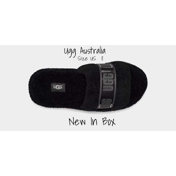 UGG Fluffita Slide Sandals for Women - Clear Black, Size 8, New in Box - Picture 2 of 5